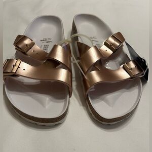 Birkenstock Metallic Rose Gold  Double Strap Sandals Size EU 41  L10/M8 New